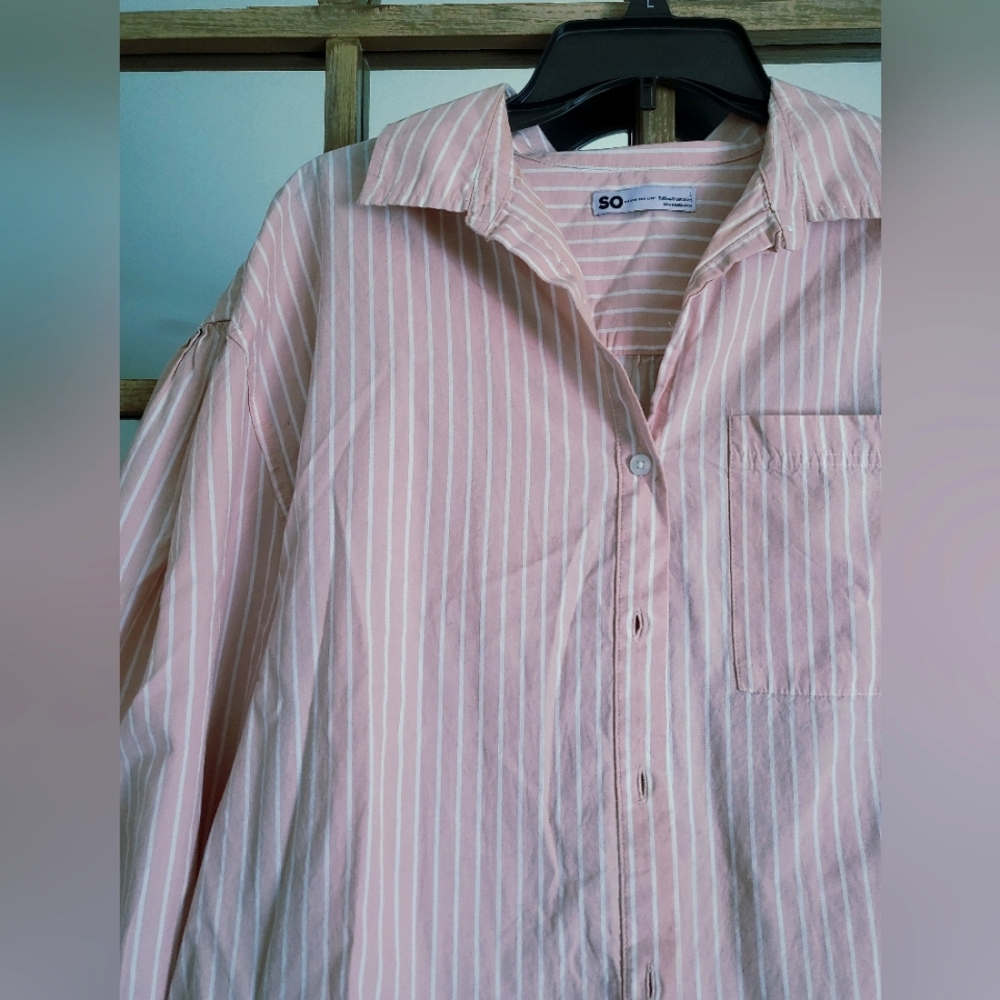 SO Light Pink Striped Button Down Shirt